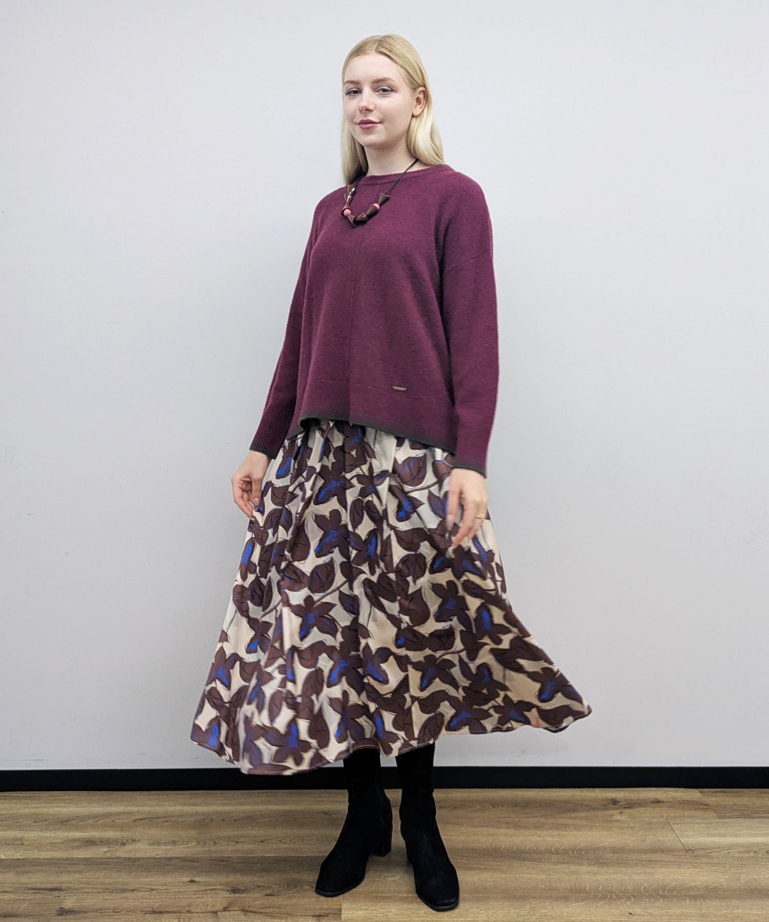 【26AW】プリント柄ロングスカート(品番:0210039)
