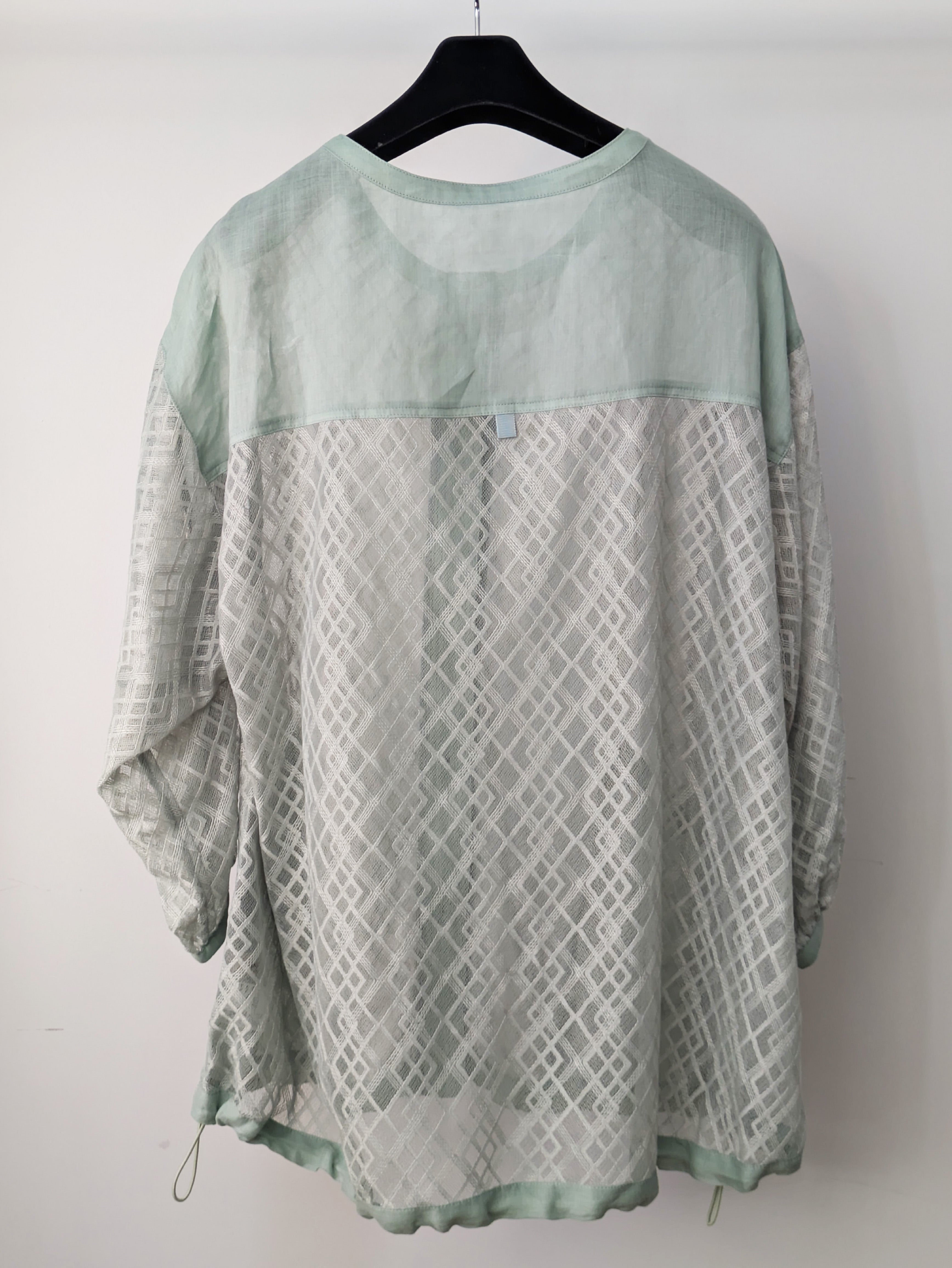 レース配色リネンブラウスジャケット（品番：0165409）