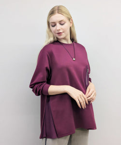 【26AW】脇マチシフォン切替 ジップポケット付きチュニック（品番：0260189）