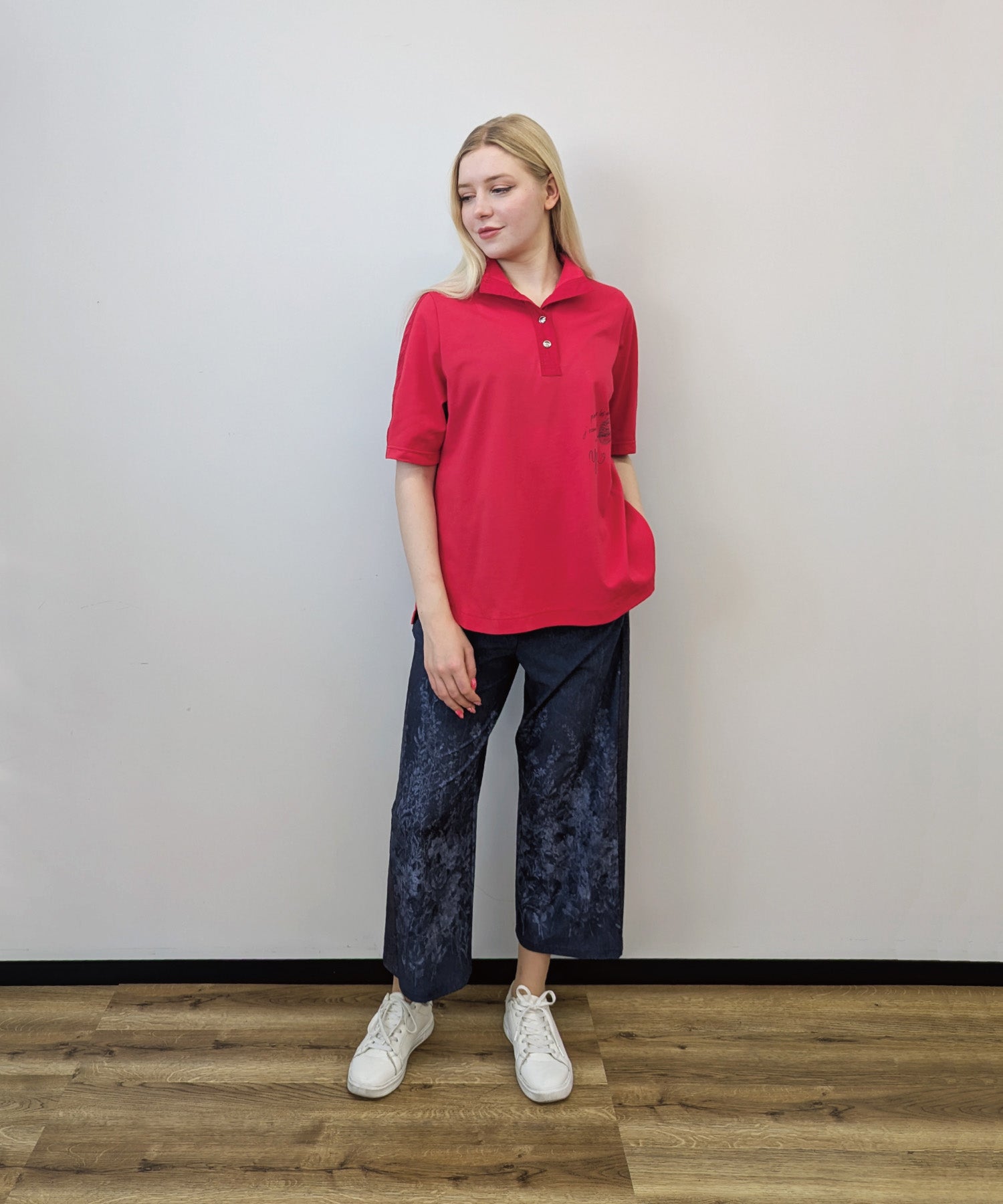フラワーパネルプリントソフトワイドパンツ（品番：0112419）、0112569 (同型EXｻｲｽﾞ)